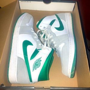 Jordan 1 mid grey green size 12 and Jordan 13 obsidian
